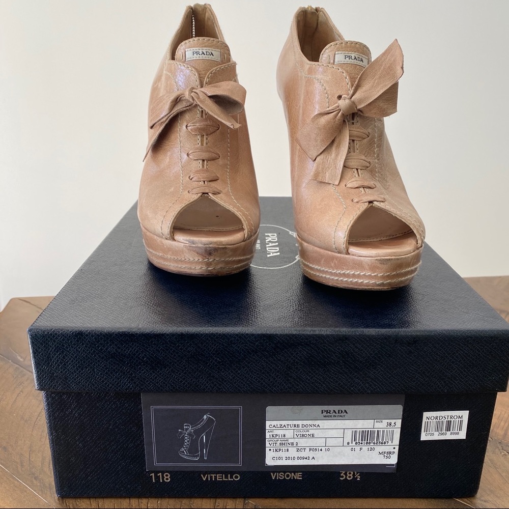 Prada Peep-toe Platform Lace-up Booties - Picture 10 of 10